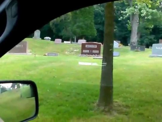 Farmington Hills Cemetry that defies gravity.
